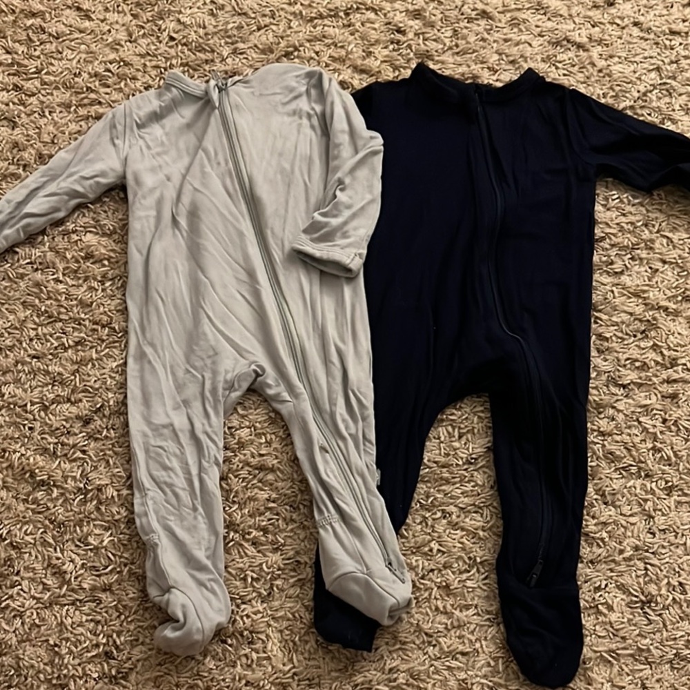 Kids One Piece Pajamas - Gray and Blue
